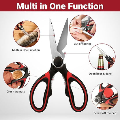 Kitchen Shears Set of 2, Heavy Duty Kitchen Scissors Seafood Scissors, Stainless Steel Sharp Food Cooking Scissors for Meat, Bones, Fish, Poultry, Vegetables, Chicken, Dishwasher Safe - Image 3