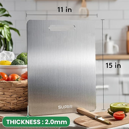 New Titanium Cutting Board - 100% Pure Titanium Cutting Boards For Kitche,Easy to clean,Double-sided food-grade Cutting Board For Cutting Meats, Fruits And Vegetables（15 * 11）