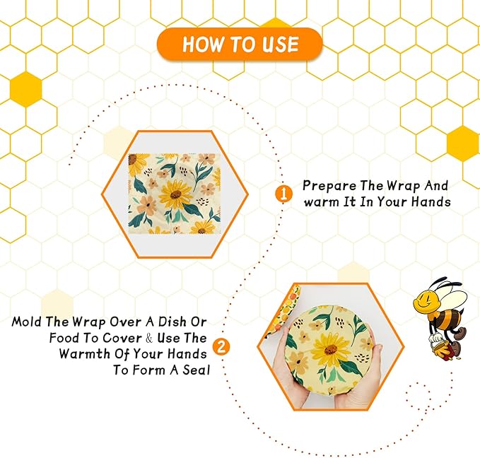 Beeswax Wrap, 9 Pack Eco-Friendly Beeswax Wraps for Food Storage, Organic, Sustainable, Beeswax Food Wraps, Zero Waste Reusable Food Wrap Beeswax Paper 1L, 3M, 5S Plants Pattern Sandwich Wrappers - Image 4