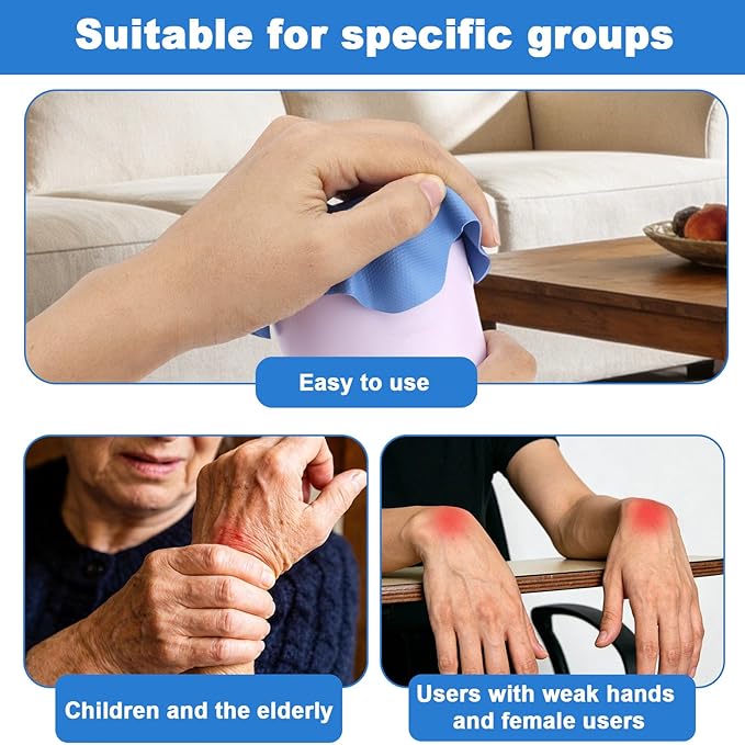 4pcs Jar Opener Gripper Pads, Rubber Can Opener Bottle Lid Cap Gripper Pads for Weak Hands Seniors Elderly Multi-Function Kitchen Coasters Gadgets (Red, Blue) - Image 6