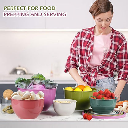 Greentainer Plastic Mixing Bowls with Lids Set for Kitchen, 5 Set Nesting Bowls for Mixing, Baking, Prepping, Cooking and Serving Food, Mixing Bowls Dishwasher, Microwave Safe - Image 7
