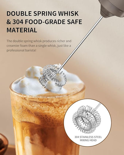 CIRCLE JOY Portable Rechargeable Milk Frother Hanheld, Dual Spring Whisk Electric Coffee Frother Wand Drink Mixer for Matcha Lattes Cappuccino, Kitchen Gifts, Brown - Image 4