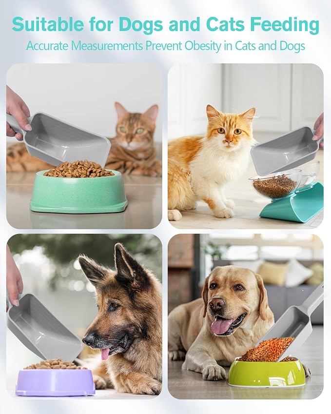 2 Cup Dog Food Scoop(2 Pack), Plastic Pet Food Scoop with Measuring Lines for Accurate Pet Food Portions,Dishwasher Safe (Blue and Grey) - Image 7