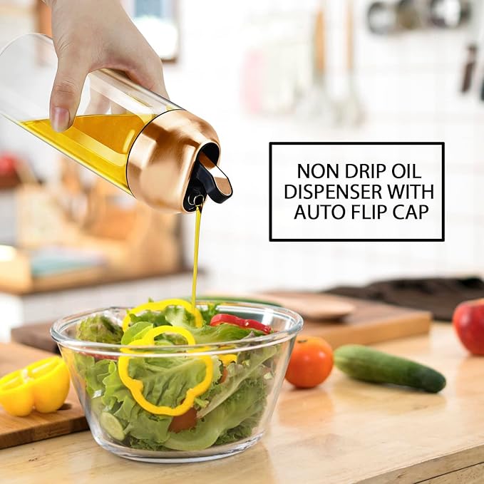 Aelga Copper Kitchen Accessories - Glass Oil Dispenser - Copper Olive Oil Dispenser Bottle for Kitchen with Stainless Steel Spout - Image 2