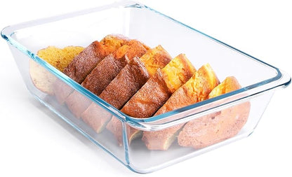 Deep Clear Glass Baking Dish, Rectangular Tempered Glass Baking Pan, The Larger casserole dish. -2.3 Liter