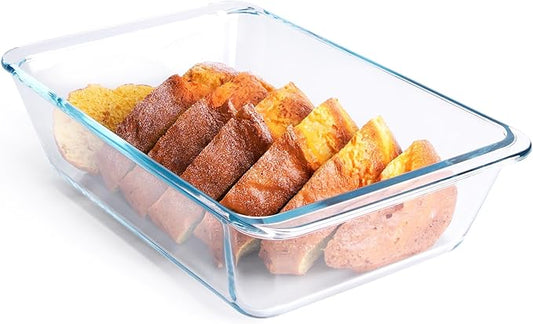 Deep Clear Glass Baking Dish, Rectangular Tempered Glass Baking Pan, The Larger casserole dish. -2.3 Liter