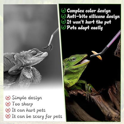 OLIISS Stainless Steel Reptile Feeding Tongs with Rubber Tip - 10.6" Straight & Curved Tweezers for Aquariums & Crafts - Feeder Tools for Bearded Dragons & Lizards - Terrarium Tank Supplies - 2 Pack - Image 5