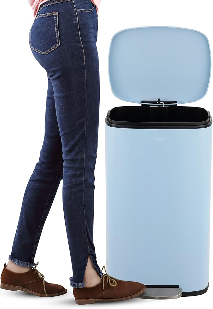 happimess HPM1011G Curtis 8-Gallon Step-Open Trash Can, Fingerprint Resistant, Modern, Minimalistic for Home, Kitchen, Laundry Room, Office, Bedroom, Bathroom, Tide Pool Blue - Image 6