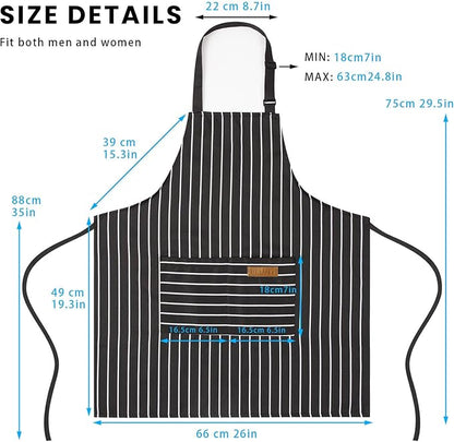 BeLuyi 2 Pack Adjustable Bib Apron with 2 Pockets Chef Cooking Kitchen Restaurant Aprons for Women Men - Image 3
