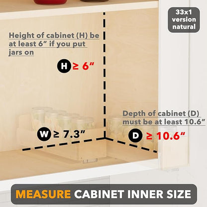 SpaceAid Bamboo Pull Out Spice Rack Organizer for Cabinet, Heavy Duty Slide Out Seasoning Kitchen Pantry Sliding Vertical Organization, 7.3" Wide, 2 Drawers(3" Wide), 1-Tier, Natural - Image 4