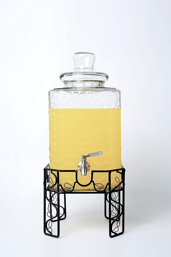 2.5 Gallon Glass Beverage Dispenser with Stainless Steel Spigot, Metal Stand, and Drip Tray – Mason Jar Style Drink Dispenser for Parties, Iced Tea, Water, Lemonade, and More - Image 7