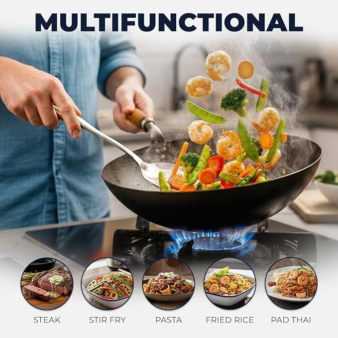 Zulay Kitchen Stainless Steel Wok Spatula - 14.8” Heat-Resistant Metal Turner for Stir-Fry, Sauté & Grilling - Durable, Rust-Proof & Dishwasher Safe Kitchen Utensil for Everyday Use - Image 2