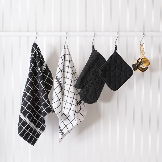 DII Basic Terry Collection Quilted 100% Cotton, Potholder, Black, 3 Piece - Image 6