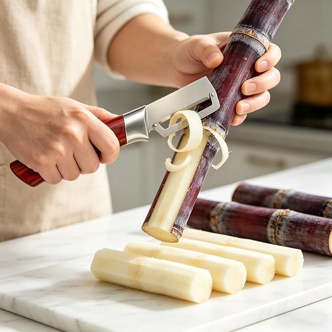 2 Pack Multi Functional Vegetable Peeler With Wooden Handle,Stainless Steel Blade Peeler Kitchen,Zero Snag Wooden Kitchen Tool,for Sugar Cane Potato Fruit Pineapple Pumpkin Carrot Veggie Peeler