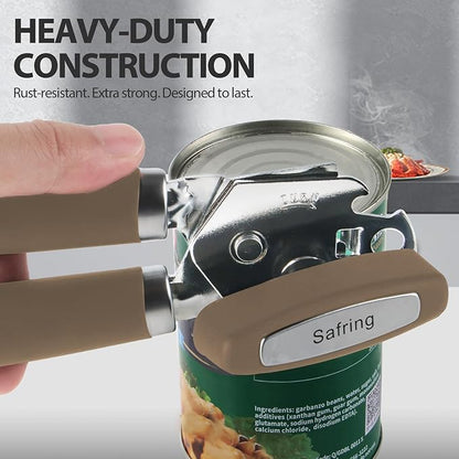 Safring Can Opener Manual, Heavy Duty Handheld Strong Can Opener with Soft Touch Handle, Sharp Blade Smooth Edge, Can Openers with Multifunctional Bottle Opener, Coffee - Image 6