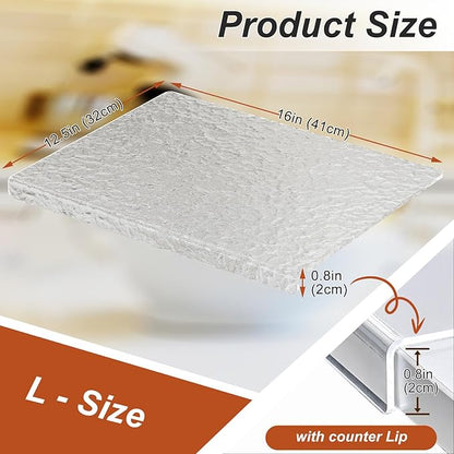JJL Acrylic Cutting Board with Counter Lip, Anti-Slip, 16 x 12.5 Inches, Texture, Perfect for Cutting Bread, Meat, and Vegetables, Ideal Choice for Kitchen Countertop Décor