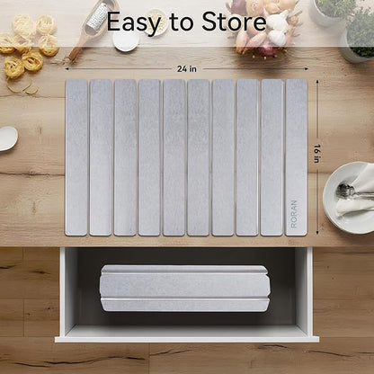 Stone Drying Mat for Kitchen Counter, 24"(L)×16"(W), Drying Matt Kitchen Counter, Quick Dry Stone Dishes Mats, Foldable Diatomaceous Earth Mat (Dove Gray) - Image 2