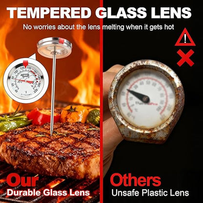 Meat Thermometer Cooking Thermometer Stainless Steel Kitchen Thermometer Temperature Labeled for Poultry, Pork, Beef