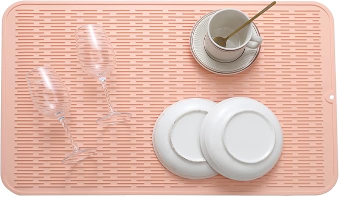 MicoYang Silicone Dish Drying Mat for Multiple Usage,Easy clean,Eco-friendly,Heat-resistant Silicone Mat for Kitchen Counter or Sink,Refrigerator or Drawer Liner Pink 3XL 28 inches x 18 inches - Image 5