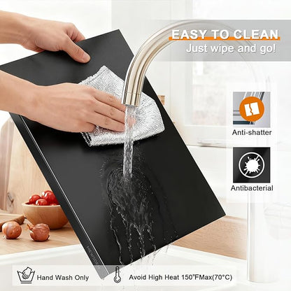 Black Cutting Boards for Kitchen, Acrylic Cutting Board with Counter Lip Countertop Protector, Non-Slip Tablas Para Picar Cocina, Kitchen Decor Apartment Essentials House Warming Gifts(16.1"x12.5") - Image 3