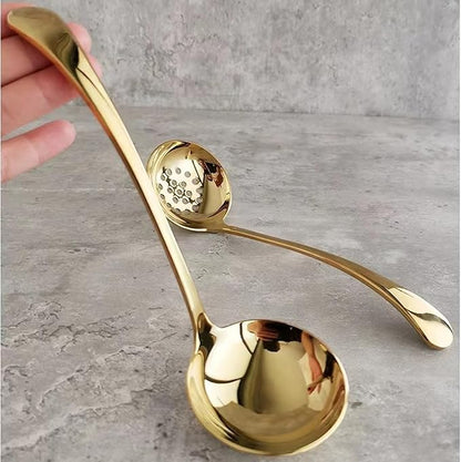 Small Ladle, Gravy Ladle, Premium 18/10 Stainless Steel Soup Sauce Ladles, 7.9 Inch Gold, 2 Pack