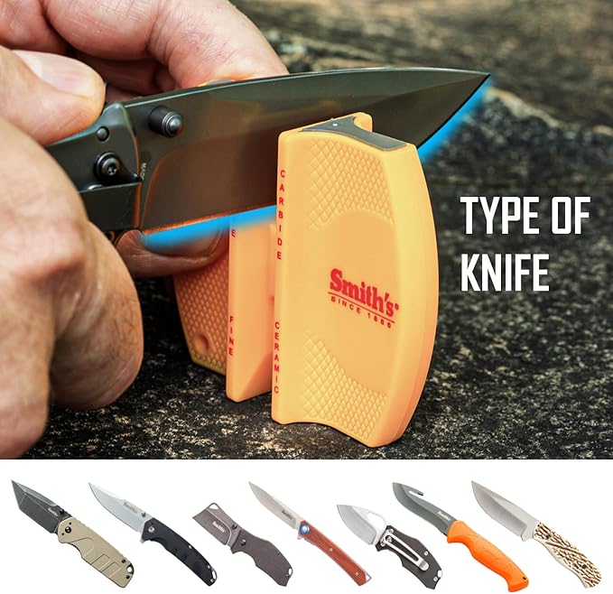 Smith's CCKS 2-Step Knife Sharpener - Yellow - 2-Step Preset Coarse & Fine Slots - Outdoor Handheld Knife Sharpener - Fishing, Hunting, Fillet, Pocket Knives - Compact Plastic Portable Keychain Tool - Image 4