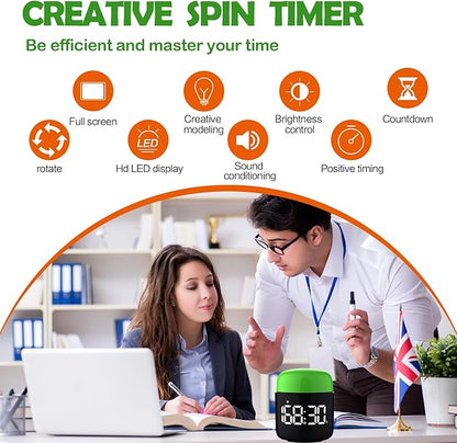 Table Twist Timer, Large LED Display Stopwatch, Silent & Loud Alarm, 199 Minute Countdown & Up, Vintage Night Light, for Kitchen Cooking Meeting Teacher Classroom Office Yoga Fitness Games (Green)
