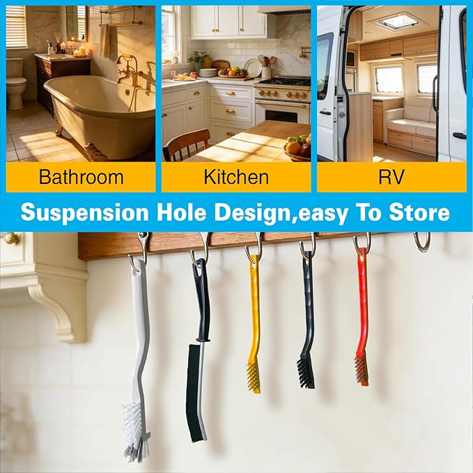 Crevice Cleaning Brush Set, Hard Bristle Small Scrub Brushes, Deep Cleaning Supplies for Kitchen, Bathroom, Grout, Bottle, Corners & Tight Spaces, 8Pcs - Image 6