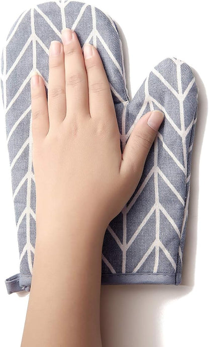 WinChange Oven Mitts and Potholders BBQ Gloves-Oven Mitts and Pot Holders Sets with Recycled Cotton Infill Silicone Non-Slip Cooking Gloves for Cooking Baking Grilling (4-Piece Set,Grey) - Image 6