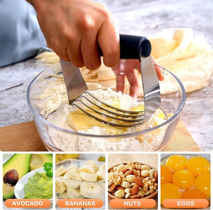 Pastry Cutter, Biscuit Cutter, Dough Scraper, Bread Lame, Stainless Steel Pastry Blender Set, Dough Cutter Biscuit Cutter Sourdough Bread Scoring Tool Dough Blender Tools & Pastry Utensils (5 Pcs/Set) - Image 3