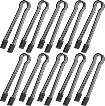10 Pcs Plastic Buffet Serving Tongs, Clear Black Kitchen Tongs Mini Serving Utensil Tongs for Food Ice Salad Buffet Barbecue Cookies, 6.3 Inches