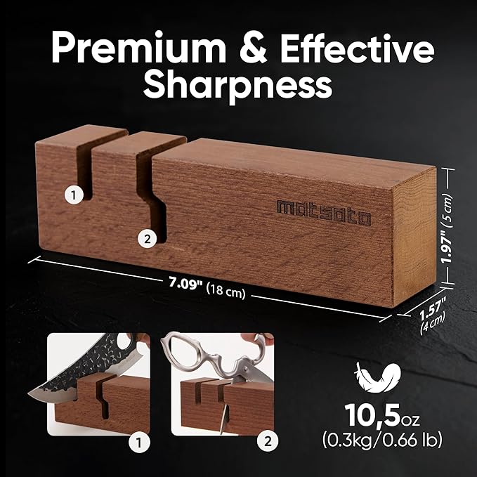 Matsato Knife Sharpener – Chef & Pocket Knife Sharpener, Knives Blade Sharpening, Kitchen Gift for Men & Women, Afilador de Cuchillos, 7.09" x 1.97" - Image 2