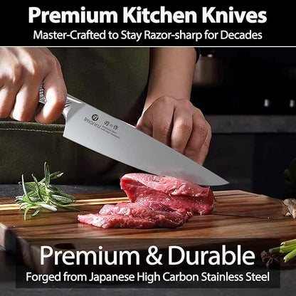 imarku 14-Piece Knife Block Set, Knife Set with Block and Build-in Sharpener, Japanese Stainless Steel Knife Set for Lasting Sharpness, Dishwasher Safe, Black - Image 2