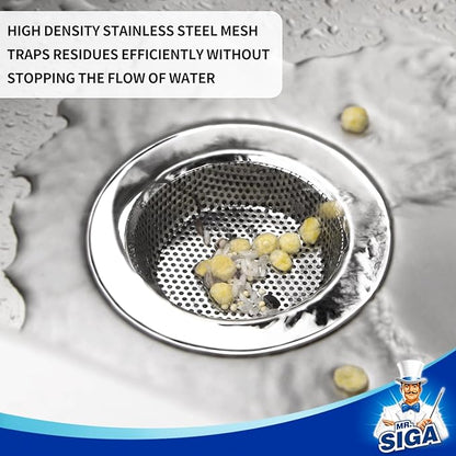 MR.SIGA Kitchen Sink Strainer, Stainless Steel Sink Drain Strainer, Dishwasher Safe, Outer Diameter 4.4 inch/11.2cm, Inner Diameter 3 inch/7.6cm, Pack of 3 - Image 4