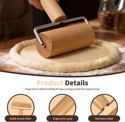 Small Wooden Rolling Pin for Dough Mini Dough Roller with Double Handles Non Stick Pizza Rolling Pin for Baking Pastry Tortilla Cookie Dumpling(2PCS) - Image 6