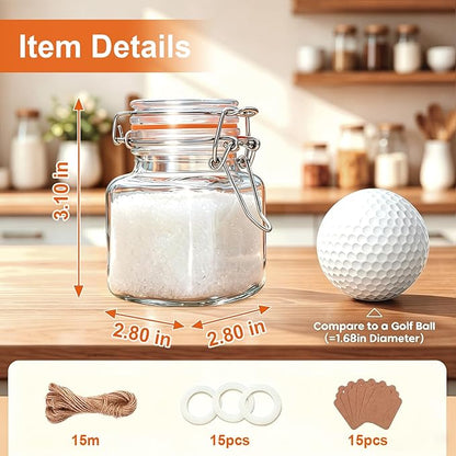 Flrolove 4oz Small Spice Jars with Lids, 15 Pack Airtight Glass Jars, Small Spice Containers Includes Labels & Rubber Gaskets for Kitchen, Jam, Herbs, Crafts, Wedding - Image 3