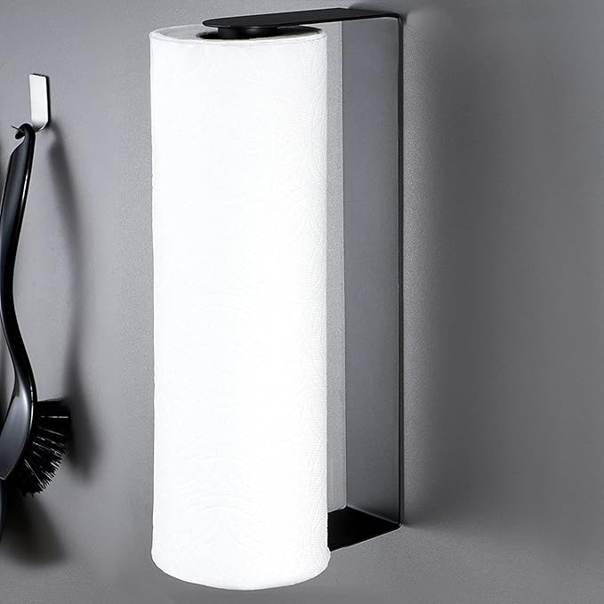ZUNTO Black Paper Towel Holder Under Cabinet, Stainless Steel Kitchen Towel Holder Stick on Wall Vertical or Horizontal, Frees up Counter Space - Image 7