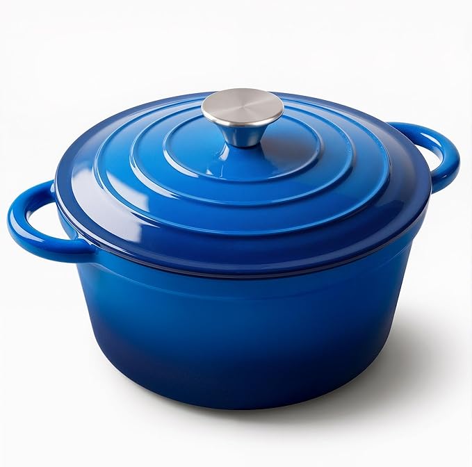 Miereirl 4.5 Quart Enameled Dutch Oven Pot with Lid, Cast Iron Dutch Oven with Dual Handles for Bread Baking, Cooking, Non-stick Enamel Coated Cookware (Dark Blue) by Miereirl