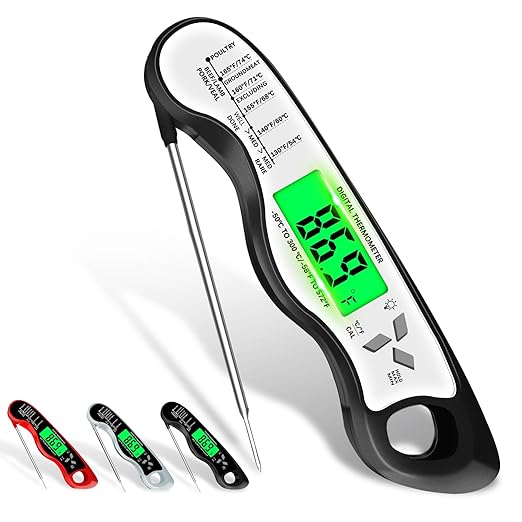 Meat Thermometer Digital，IP67 Waterproof Cooking Thermometer with Backlight, Calibration & Hold Function，Food Thermometer for Cooking,Outdoor Grilling by Unknown