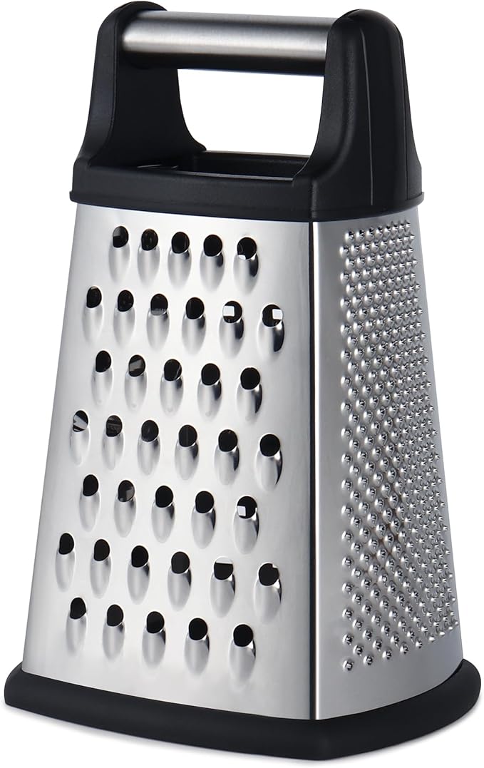 Kaishun Professional Cheese Grater, 4-Sided Stainless Steel Box Grater, Food Shredder for Cheese, Parmesan, Vegetable, Black by Kaishun
