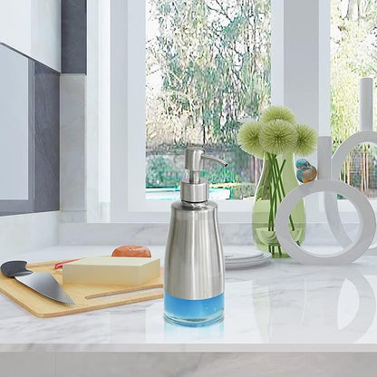 AUMIO 2 Pack Soap Dispenser Stainless Steel Case Glass Liner Hand Pump Dispenser, Refillable Liquid Hand Soap Dispenser for Bathroom & Kitchen - Brushed Nickel - Image 8