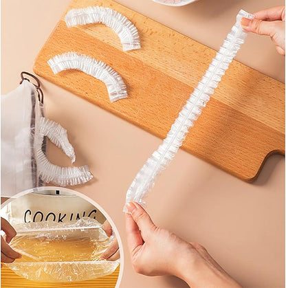 300pcs Reusable Elastic Food Covers - Universal Stretchable Clear Adjustable Plastic Plate & Bowl Covers, Outdoor Fresh Keeping Bags, Kitchen Baking Picnic and Food Storage Bread Proofing Cover. - Image 4