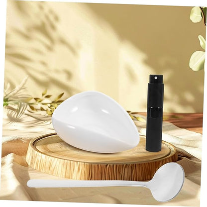 Zerodeko 3 Pcs Ceramic Tea with Coffee Beans Tray Single Dosing Bowl and Spray Bottle for Tea and Coffee Preparation Porcelain Cha He for Enthusiasts