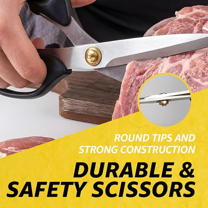 3T Stainless Blade Kitchen Scissors - 10.23in x 1Pack | Korean Barbecue Kalbi Rib Chicken Meat Cutting | Sharp Heavy Duty Multipurpose Kitchen Shears for Cutting Dishwasher Safe (GG130, Black)