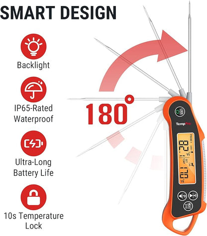 TempPro TP710 Instant Read Thermometer for Cooking, 2-in-1 Meat Thermometer Digital with 2 Probes & 2 Temperature Display, Kitchen Thermometer for Oven, Grilling, Smoker, BBQ (Previously ThermoPro) - Image 6