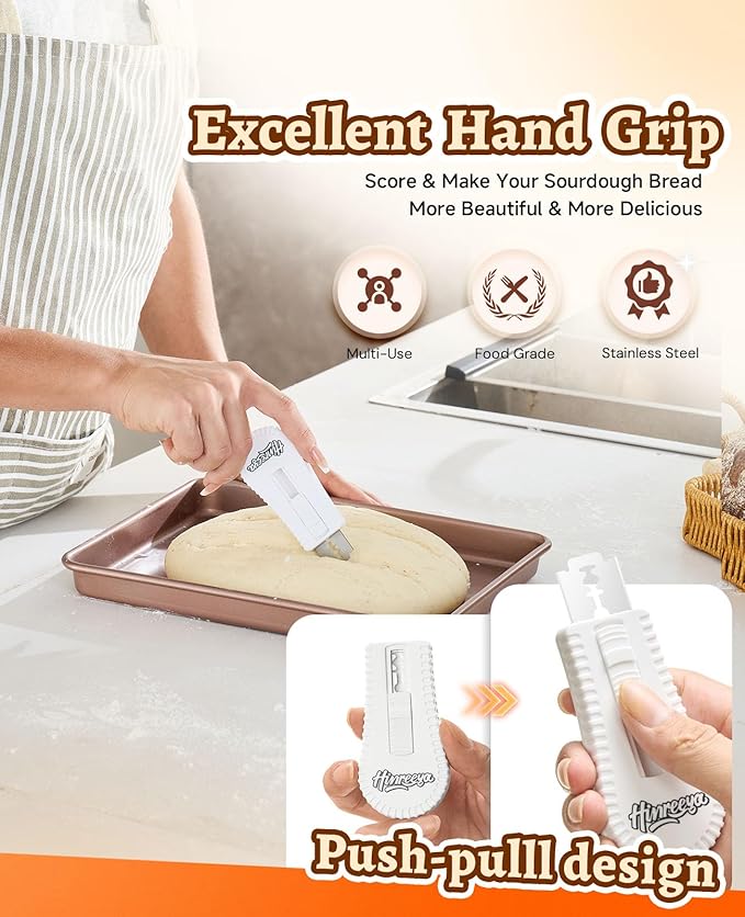 Bread Lame with Magnetic Push-Pull Design, Sourdough Scoring Tool with 5 Replaceable Blades, Ergonomic ABS Handle for Creative Baking Designs, Ideal for Sourdough, Artisan Bread & Baguettes