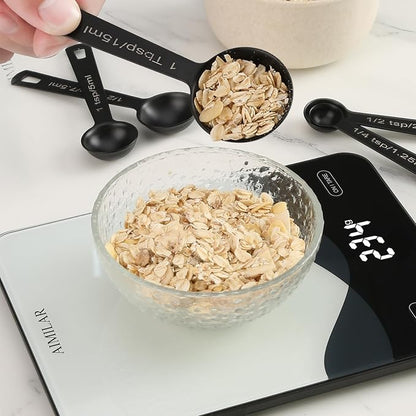 Stainless Steel Measuring Spoons Set of 5, Metal Measuring Cups for Liquid/Food/Kitchen/Baking (Black) - Image 3