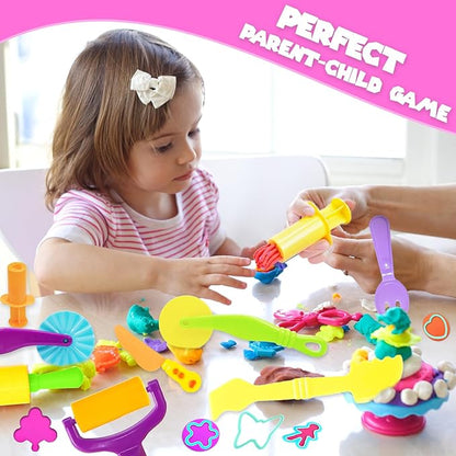 Playdough Tools Set, 18 Pcs Play Dough Sets for Kids Ages 4-8, Creative Play Dough Accessories with Clay Cutters, Roller, Molds, Safety Scissors, Educational Toys for Boys Girls