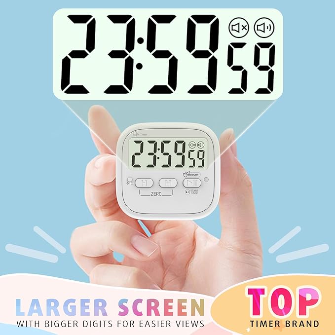 AyayaBoss 2-Pack Magnetic Kitchen Timers for Cooking, Digital Stop Watch Countdown Timer for Kids, Teachers, Classroom, Office, Exercise - Battery Included - Image 5