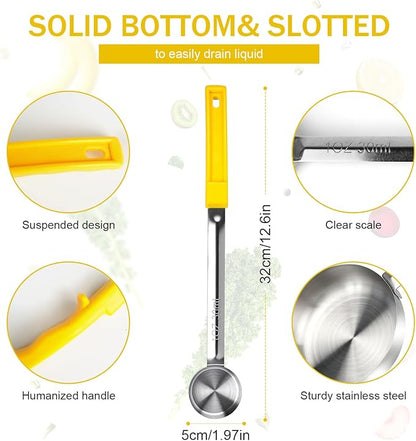 1 Ounce Solid Stainless Steel Portion Control Ladle Spoon - 2Pcs Pizza Sauce Serving Spoons Portion Ladle for Sauces, Perfect for Weight Watchers, Buffets, Parties